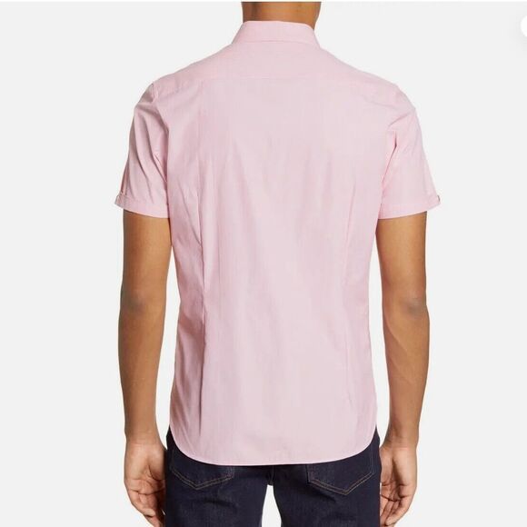 Ted Baker 6/XL Red Sayhi Micro Pin Stripe Short Sleeve Button Shirt - Picture 2 of 16